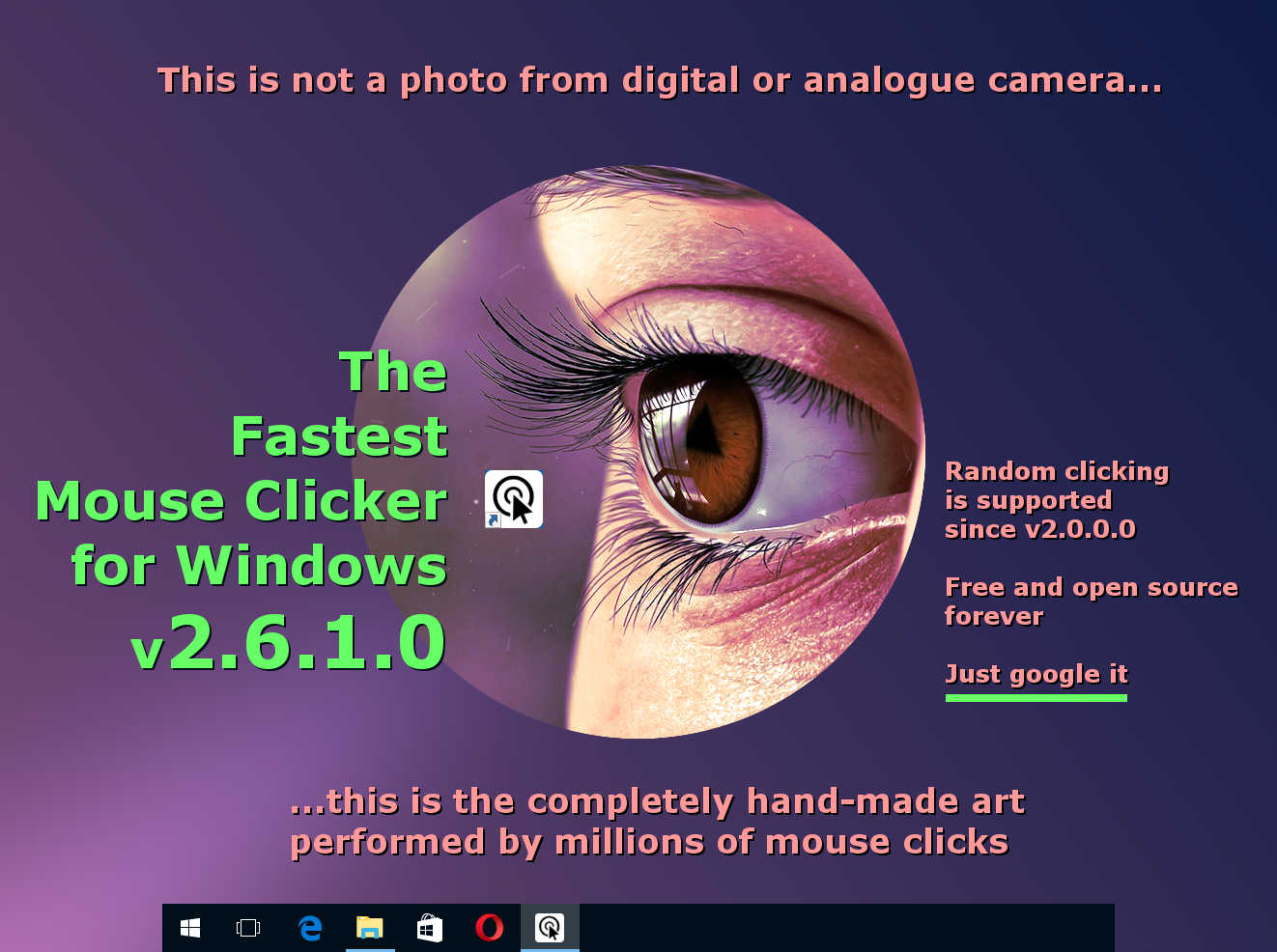 The Fastest Mouse Clicker for Windows version 2.6.1.0: completely hand-made art by the clicker application