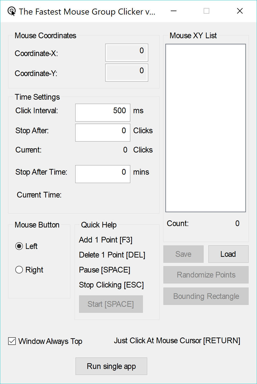 The Fastest Mouse Clicker for Windows version 2.6.1.0: "Group" application